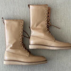 Tamara Mellon Beige Lace Up Boots